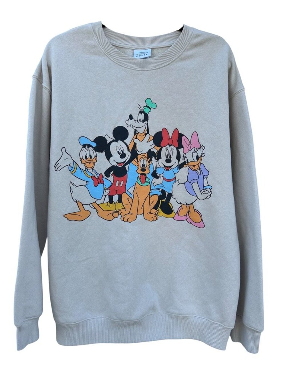 Disney Mickey & Friends Standard Character Group Oversized Tan Sweatshirt
